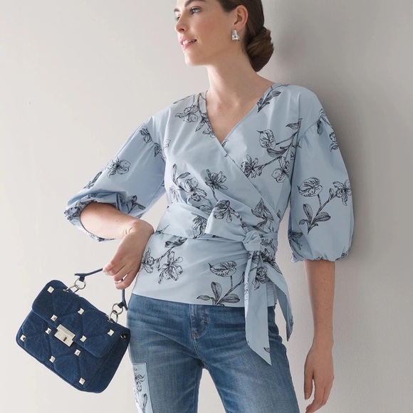 White House Black Market Tops - White House Black Market wrap top- size Medium NWT